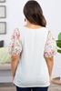 Picture of CURVY GIRL FLORAL SLEEVE RIBBED TOP